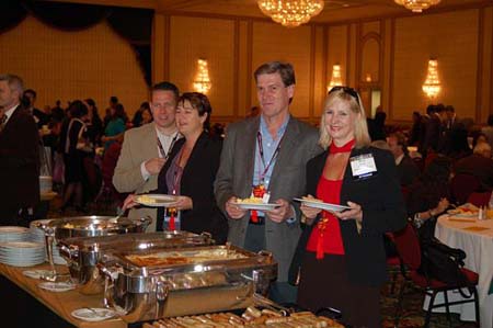 Guests at the brunch spread