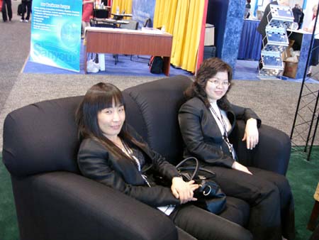 Sandy Lin and Lucy Wang at the booth.